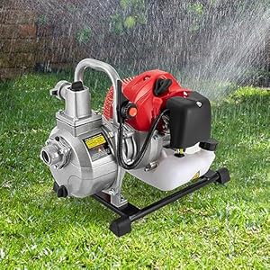 Benzin Wasserpumpe 2-Takt Gartenpumpe Motorpumpe 1 Zoll 43cc Gartenrasenbewässerung, für Bewässern und Besprühen Gemüsegärten, Blumenanbau-Obstgärten