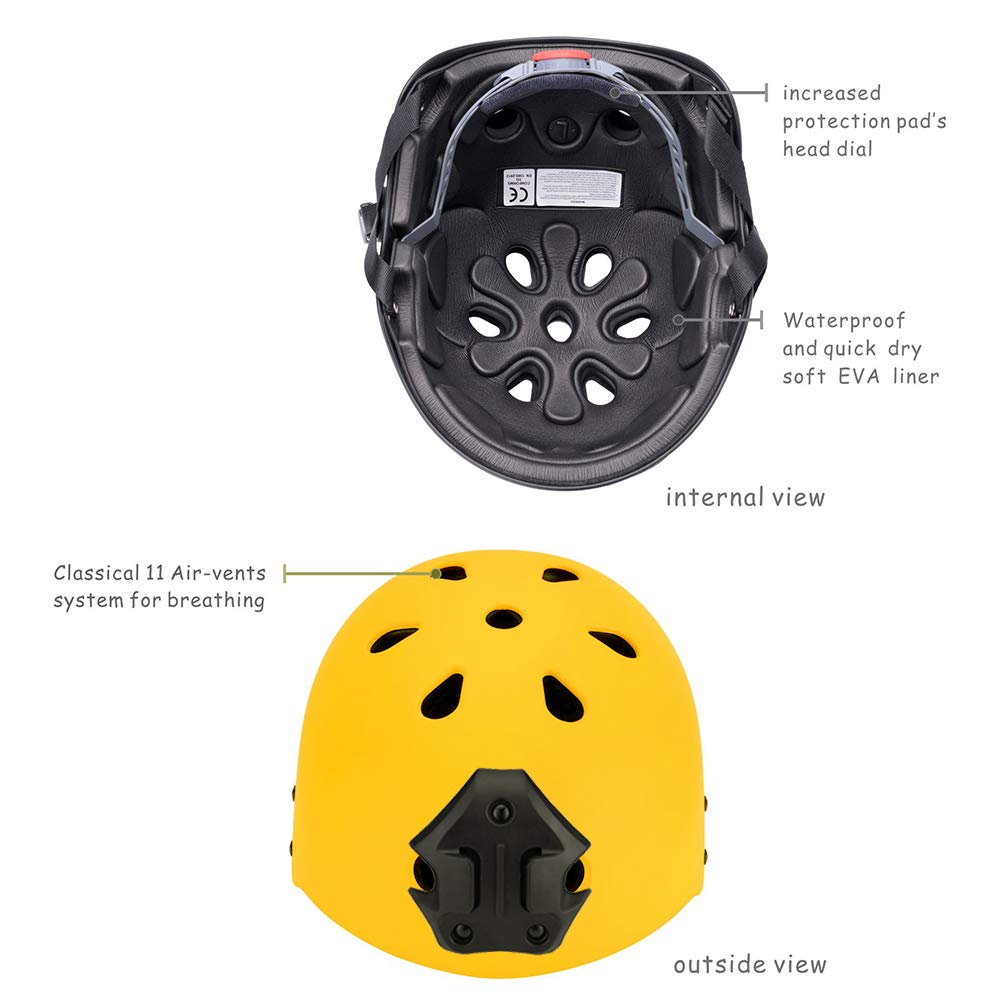 Adult Rafting Kayaking Watersports Helmet with Camera Clamp Mount Plate