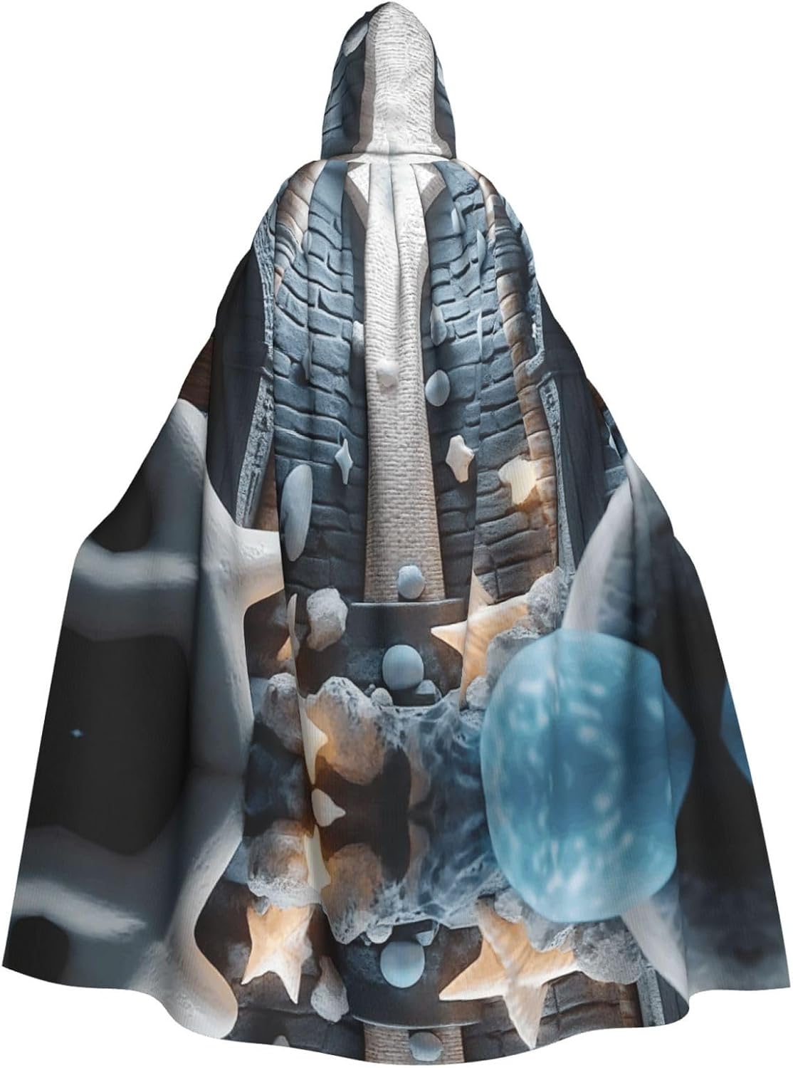 Bright white castle stones Unique Darkness Poncho Shawl - Customizable Wearable Blanket for Women, Perfect Halloween Costume Accessory, Knight, Akatsuki, and More