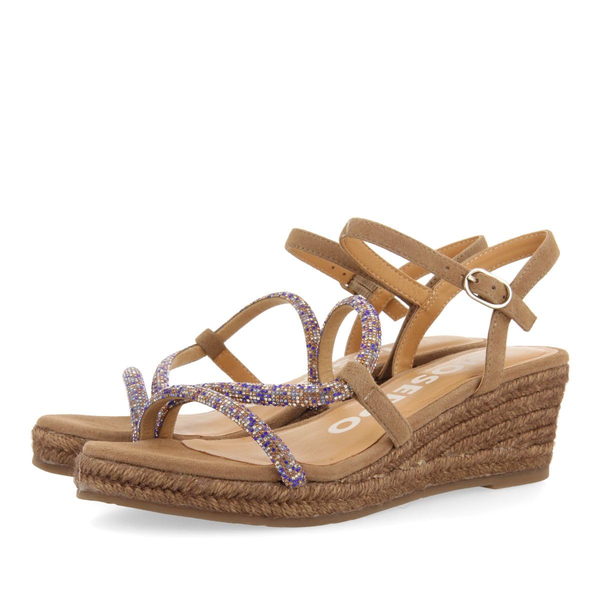 GIOSEPPO TRESCO, Women's Espadrilles Wedge Sandals, Taupe, 41 EU, Taupe, 8.5 UK