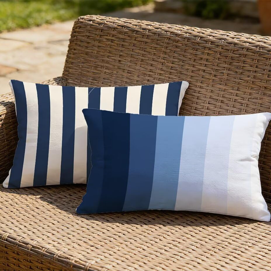 Housse de Coussin de Jardin 40x80 Bleu Marine Imperméable - 2