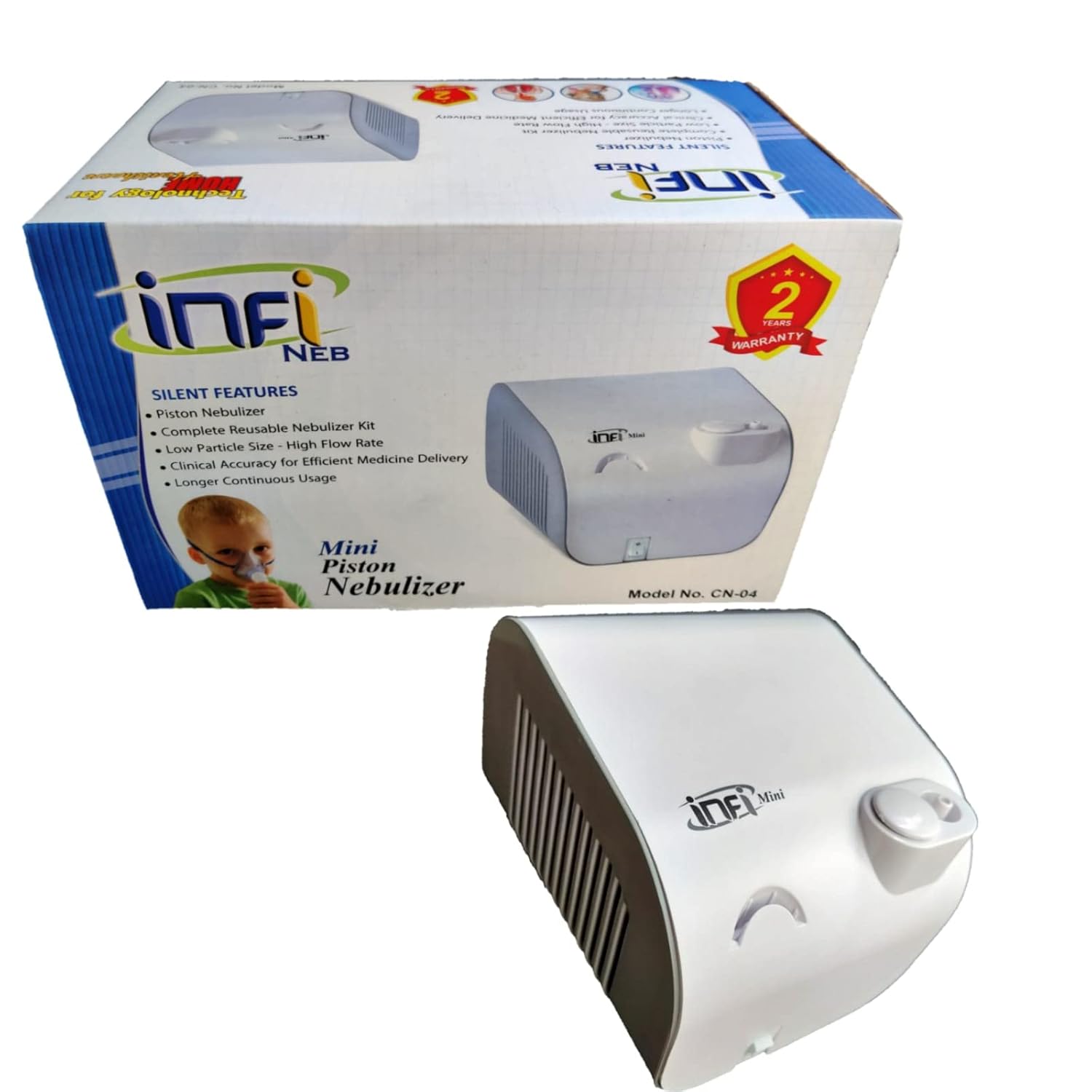 INFI NEB CN-04 (mini piston Nebulizer) Machine with Complete Mask Kit for Kids & Adults Nebulizer INFI NEB CN-04 (mini piston Nebulizer) Machine with Complete Mask Kit for Kids & Adults Nebulizer