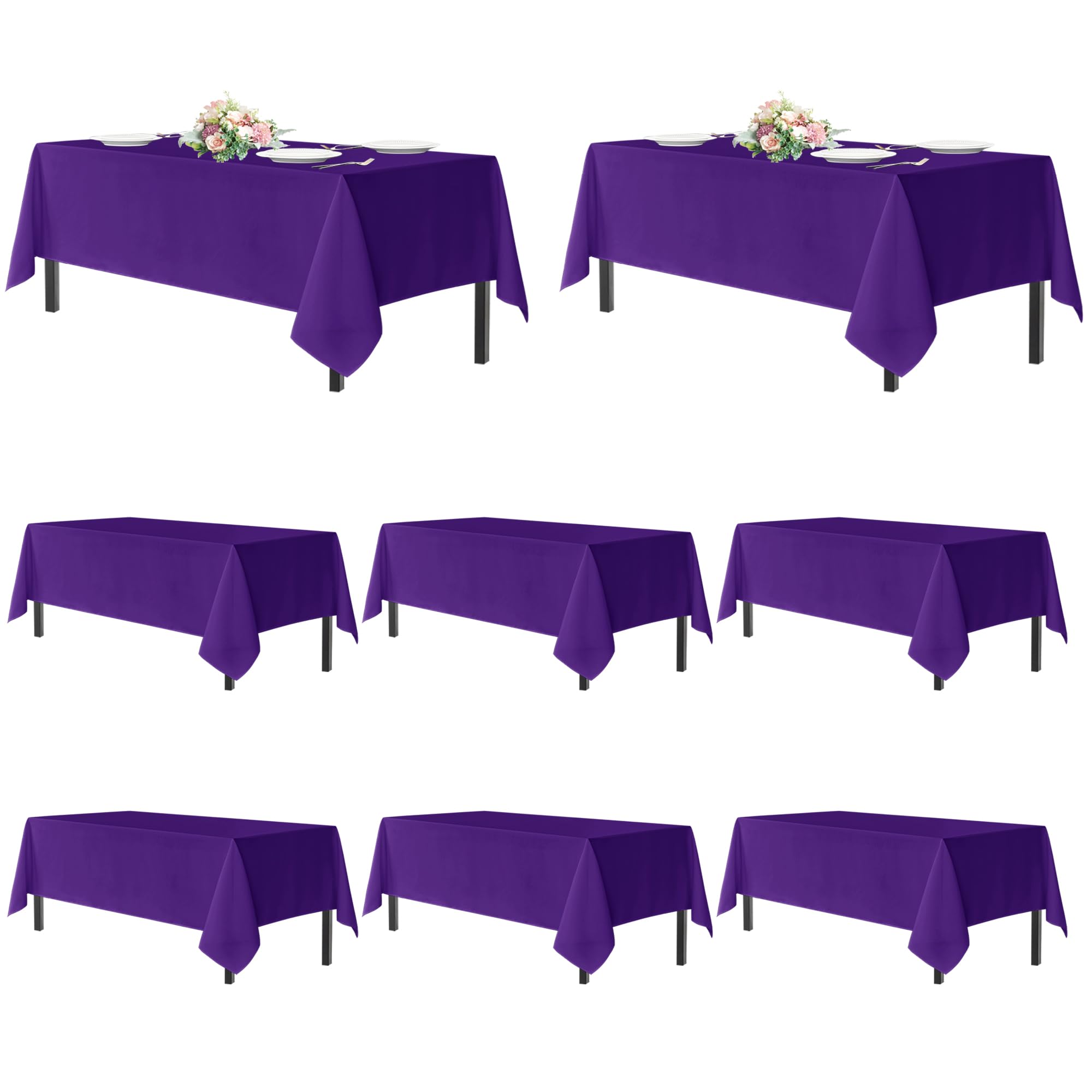 sancua Purple Tablecloths Rectangle, 8 Pack Table Cloth for 6 Foot Tables