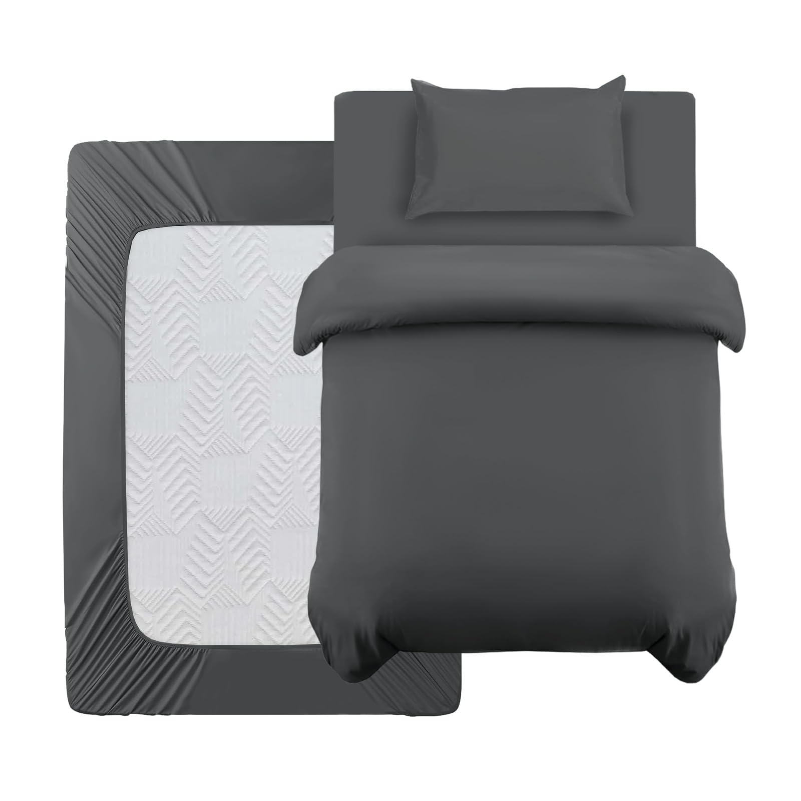 Oxford Homeware Single Duvet Cover Set Charcoal Brushed Microfiber 3 Piece Single Bedding ...