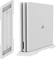 Yanfider PS4 Pro Vertical Stand for Playstation 4 Pro with Built-in Cooling Vents and Non-Slip Feet (White)