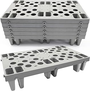 Kunststoff-Paletten, grau, leicht, verschachtelbare Polyethylen-Paletten, feuchtigkeitsbeständige Bodenpaletten, Mini-Paletten für Keller, Lagerung, Küche, Garage, L 50 x B 30 x H 9,9 cm, 6 Stück