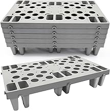 6pcs Gray Plastic Pallets, Lightweight Nestable Polyethylene Pallets, Moisture-Proof Floor Pallets, Mini Spliceable Plastic pallets for Basement Storage Kitchen Garages L 19.7" x W 11.8"x H 3.9"