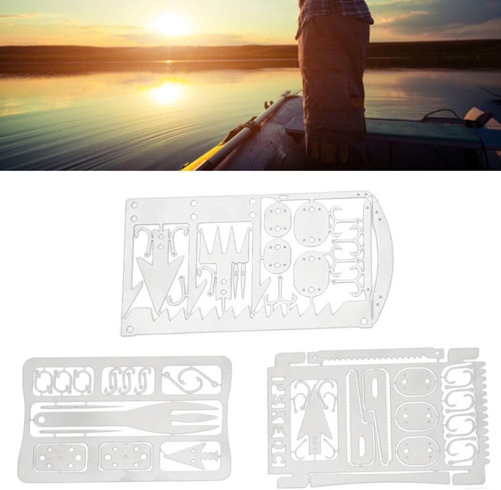 Multitool Kit – Stainless Steel Fishing Hooks & Multifunction Tools for Outdoor Camping, Hiking & Emergency Preparedness (Silver, 3 Styles, 2 Each)‌