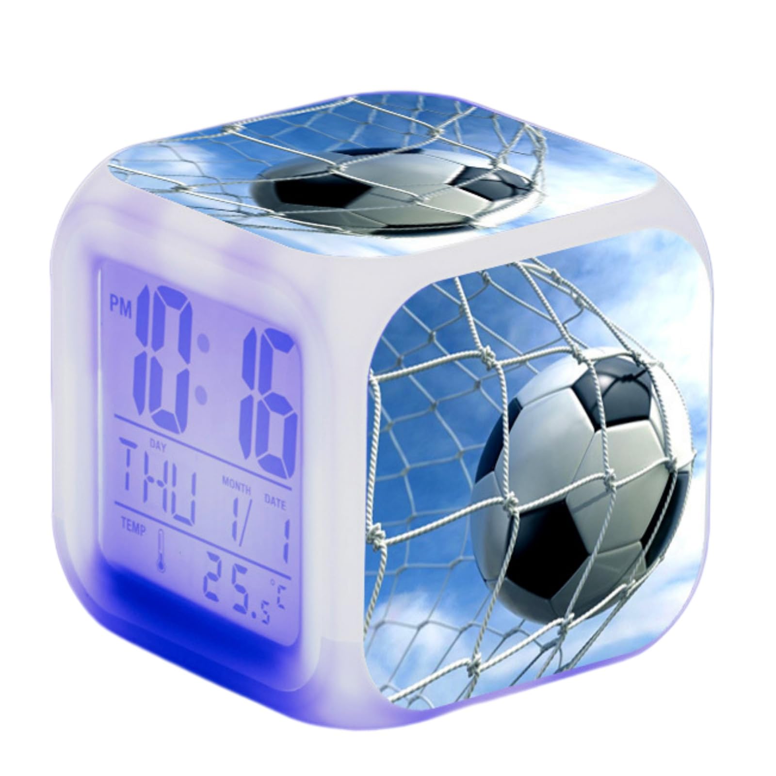 Reloj despertador digital de fútbol para niños con luces LED para levantarse temprano sin pereza