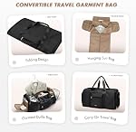 Convertible 2-in-1 Sacs de vêtements pour le voyage, Femmes Hommes Porter sur sac de vêtements avec compartiment de chaussures, Sac de costume suspendu, 48L, noir