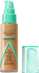 Almay Maquiagem Clear Complexion Acne Foundation com ácido salicílico, cobertura média, acabamento fosco macio, hipoalergênico, sem crueldade e sem fragrância, testado por dermatologistas, bronzeado
