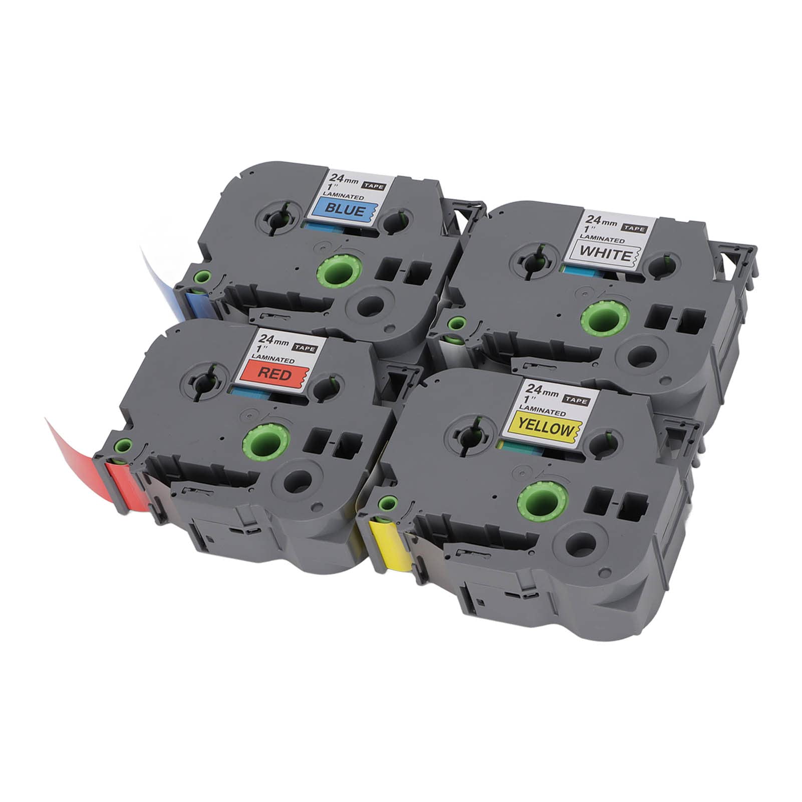 4 nastri per etichettatrice da 24 mm, ricambio per nastro TZ con copertura trasparente, alta resistenza, stampa chiara e rapida per PT E100 D210 E300 D450 P700 18RZ, impermeabile e