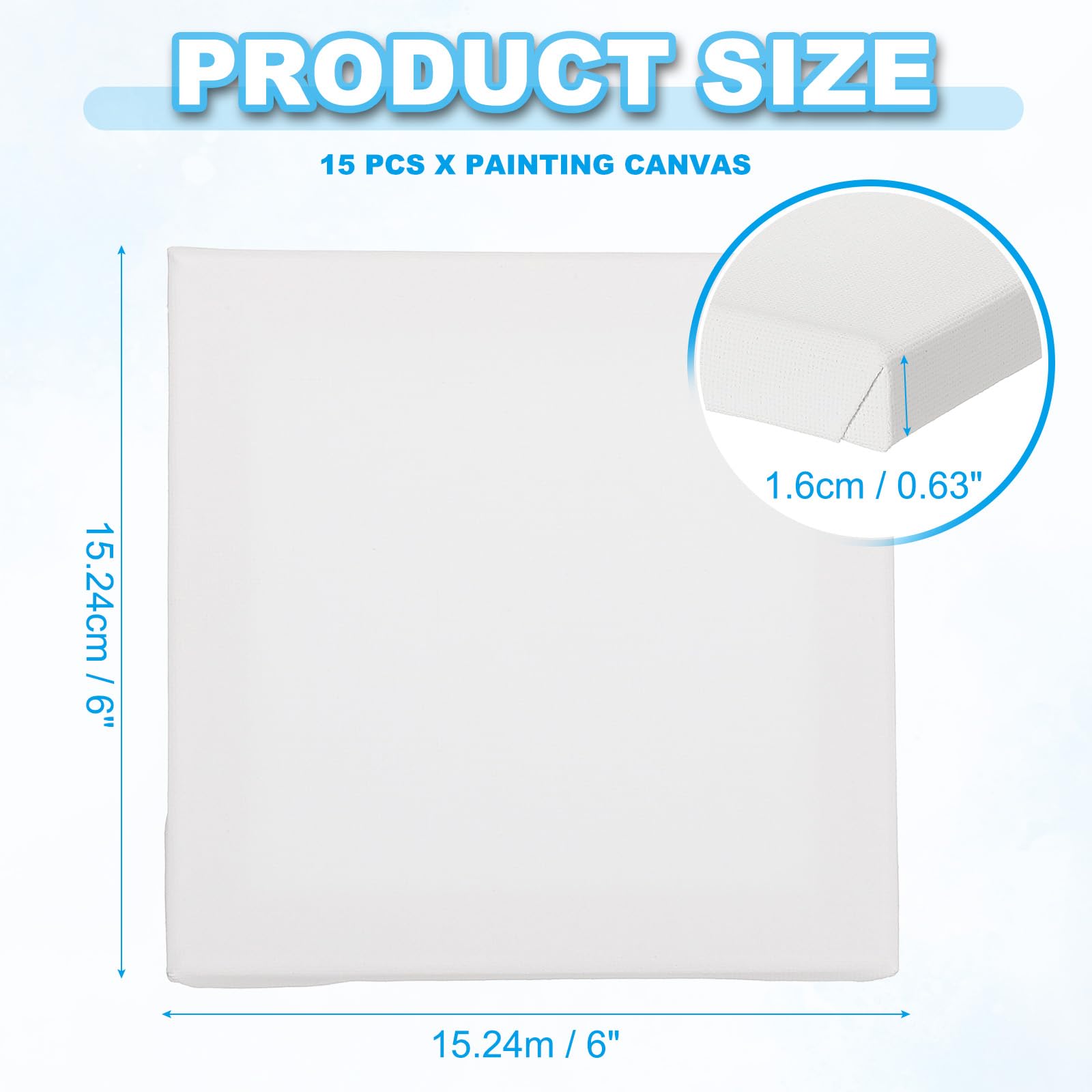 PATIKIL Lot de 15 toiles vierges en coton pour peinture, aquarelle, huile, gouache, tempera 15,2 x 15,2 cm