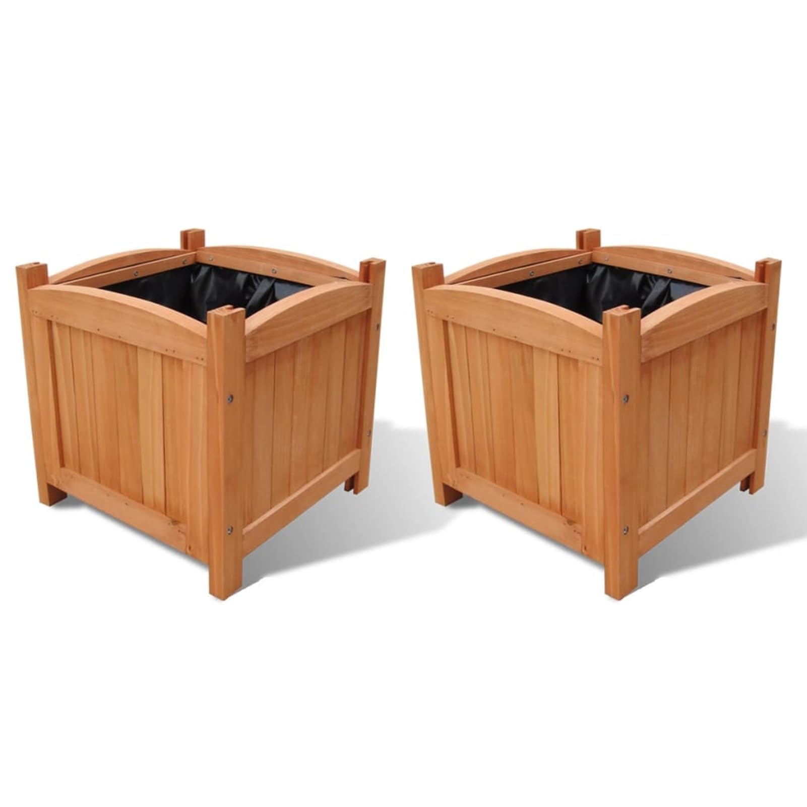 Gecheer 2 Unidades Arriate Exterior Jardinera Maceta Arriate Macetero Huerto Urbano Exterior 30x30x30 cm,Marco para Huerto,Verduras Frutas Flores Maceta Juego de arriates de Madera Marrón