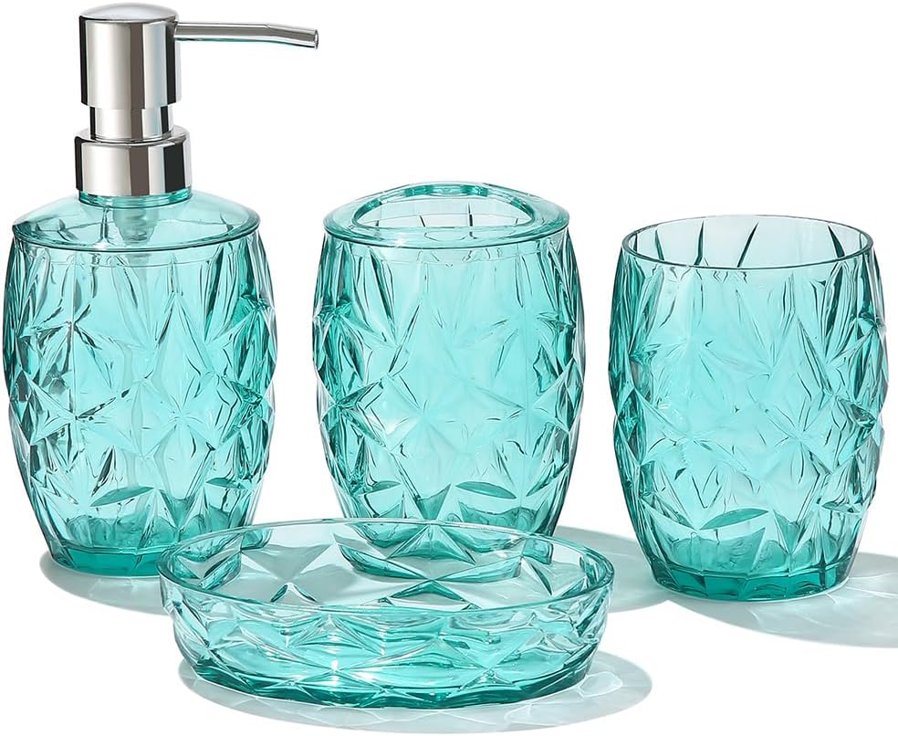 Aksipo Blue Acrylic Bathroom Accessory Set, 4 Pcs Bathroom