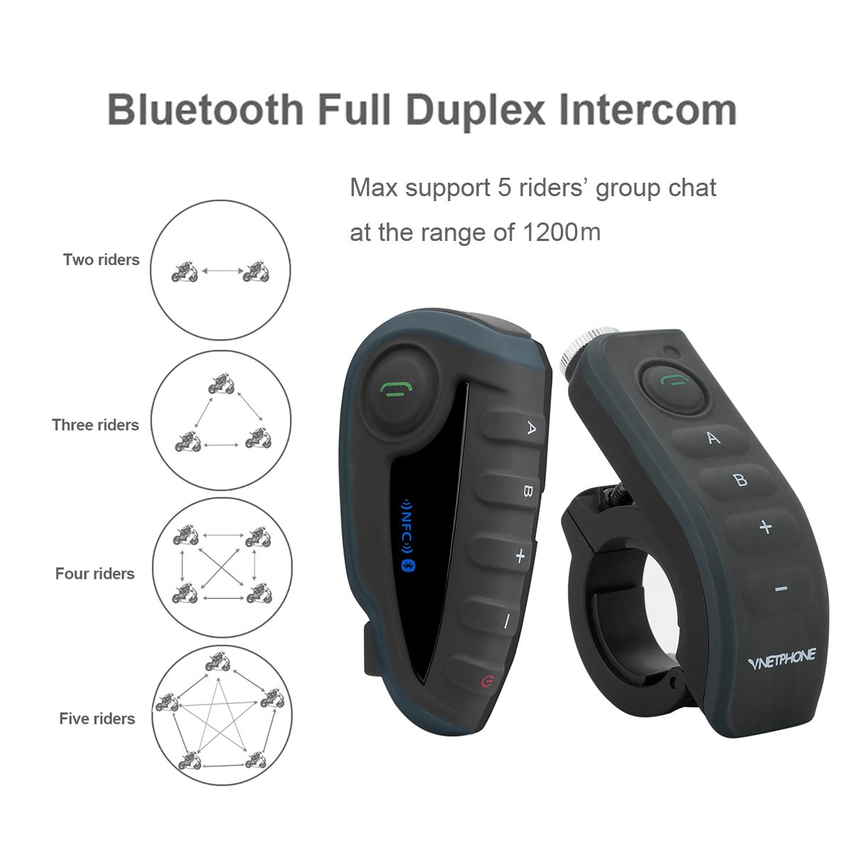 Amazon.co.jp: VNETPHONE V8 バイク用 インカム トランシーバー 【技適