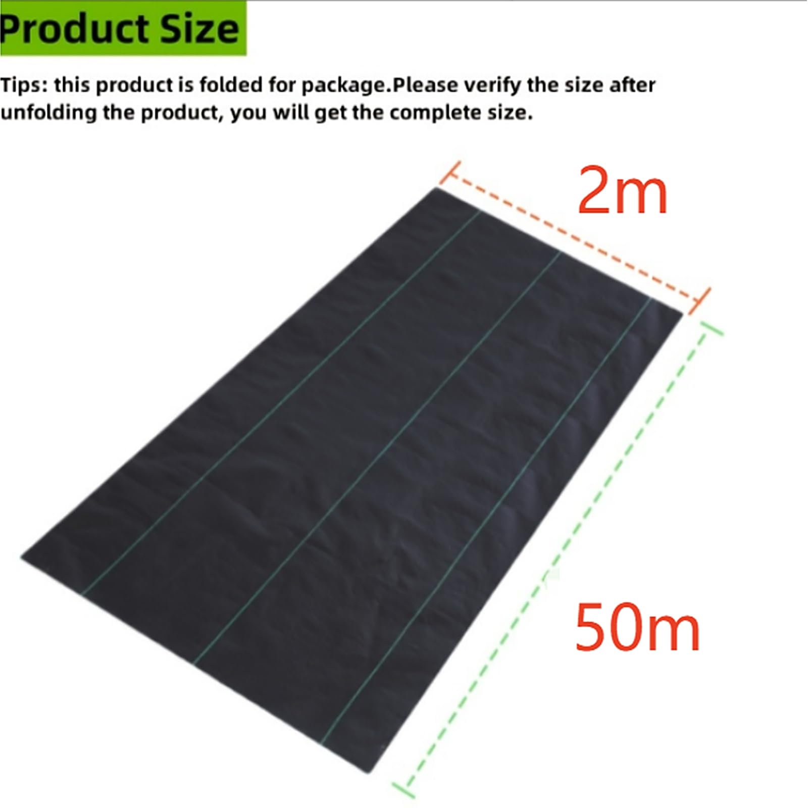 Tessuto non tessuto per erbacce da giardino, 2 m x 5 m, 100 g/m²