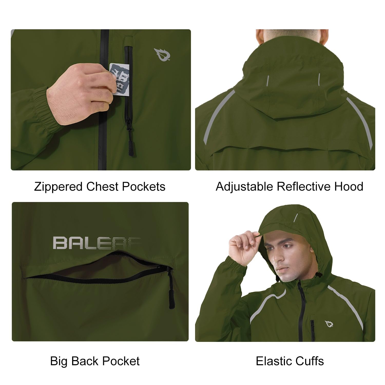 BALEAF Veste de cyclisme imperméable respirante coupe-vent légère pour homme