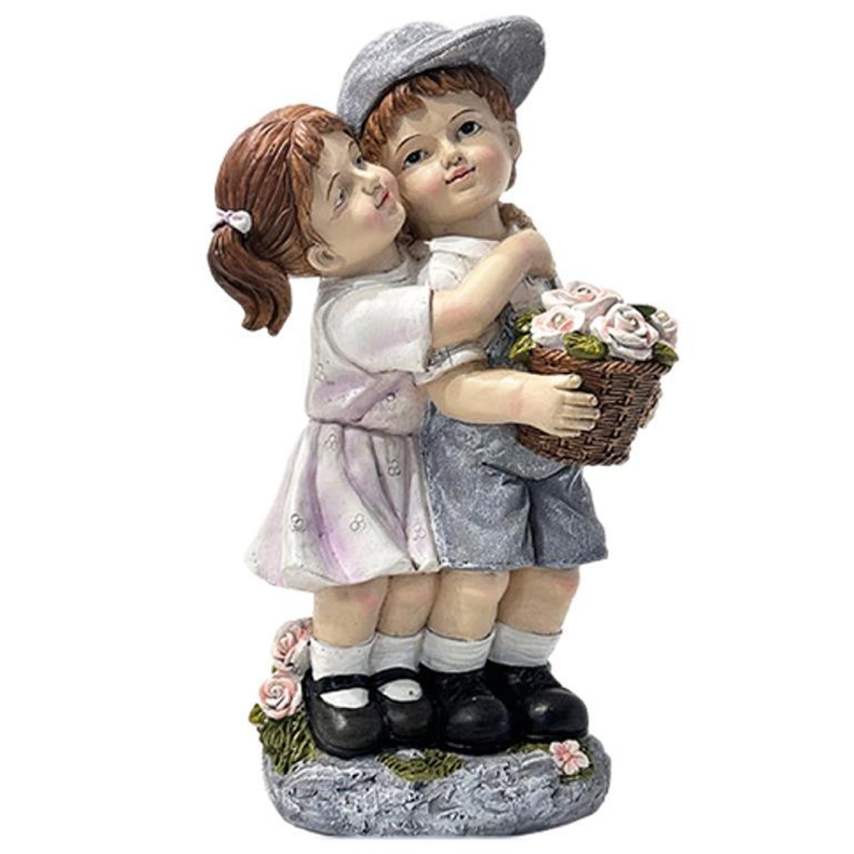 Figuritas Adornos solares de jardín para niños y niñas, estatuas de jardín de Resina Resistentes a la Intemperie, estatuas solares para Exteriores, Patio, balcón