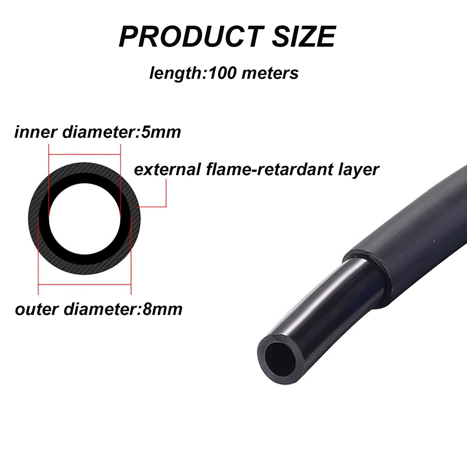Tubo dell'Aria a Doppia Parete in PU 100M, ignifugo, ID 5mm × OD 8mm