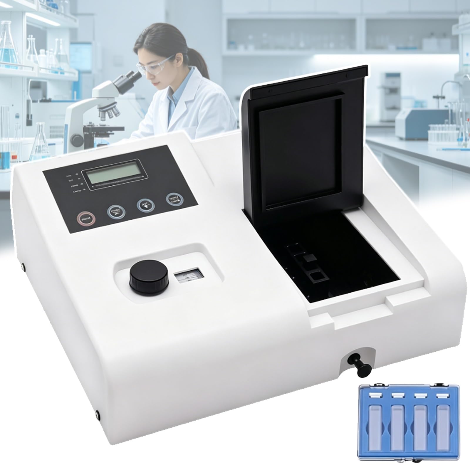 Espectrofotómetro visible 721,con pantalla LCD retroiluminada, perilla de ajuste de longitud de onda y orificios de disipación de calor, for protección ambiental y control de calidad,etc