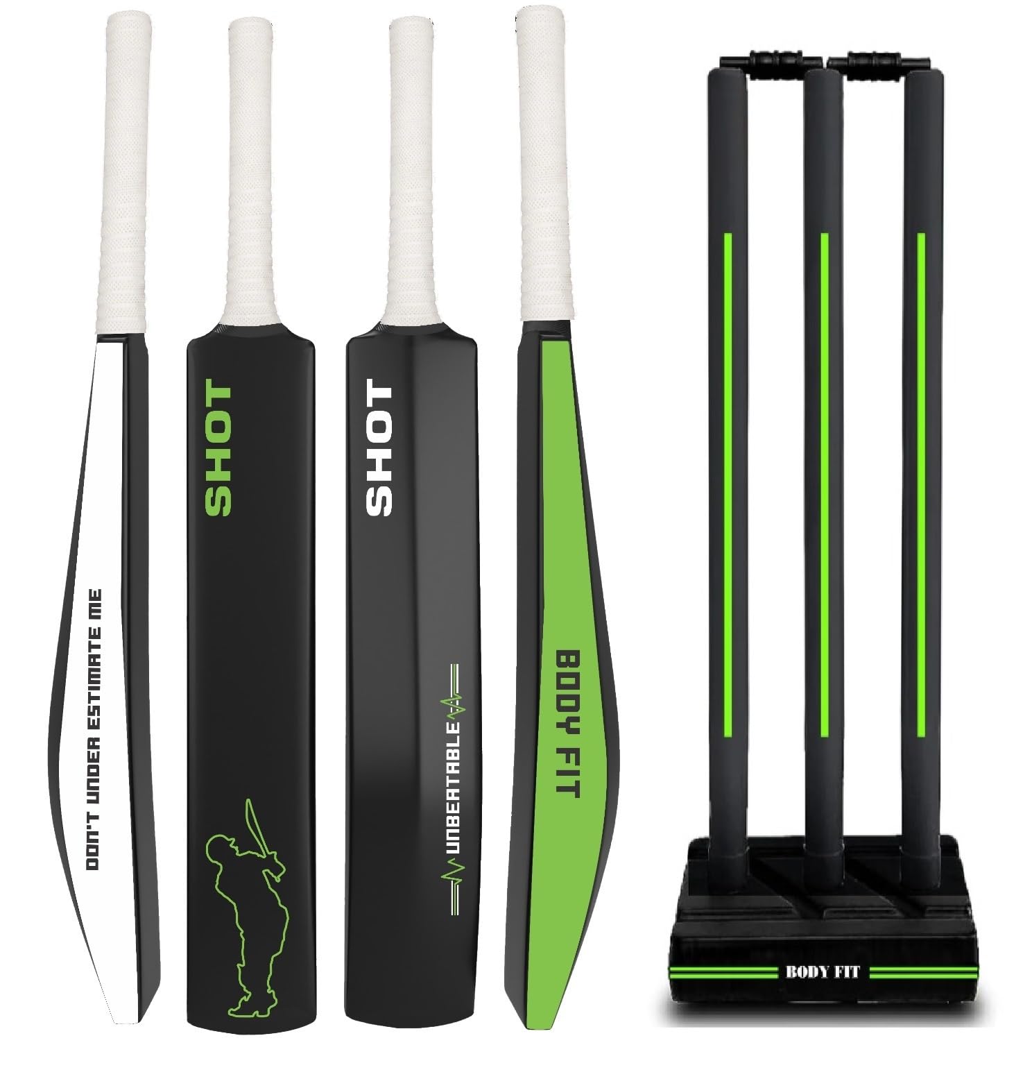 Bodyfit Shot Heavy Duty Plastic Premium Cricket Bat All Age Groups | Lightweight| Full Size| | Hard Plastic Bat| Premium Cricket Wicket Set l 3 Stumps+2 Bails+1 Stand Set.-picture-15