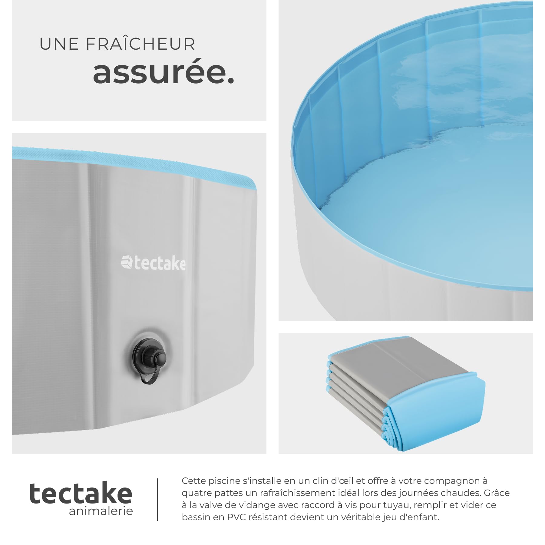 tectake® Piscine pour Chien Piscines a Balle Piscine autoportée Pliable Ø120cm Jeu Exterieur & intérieur pour Chien & Chat Jouet pour Chiens Jeux d'eau Jardin Salon