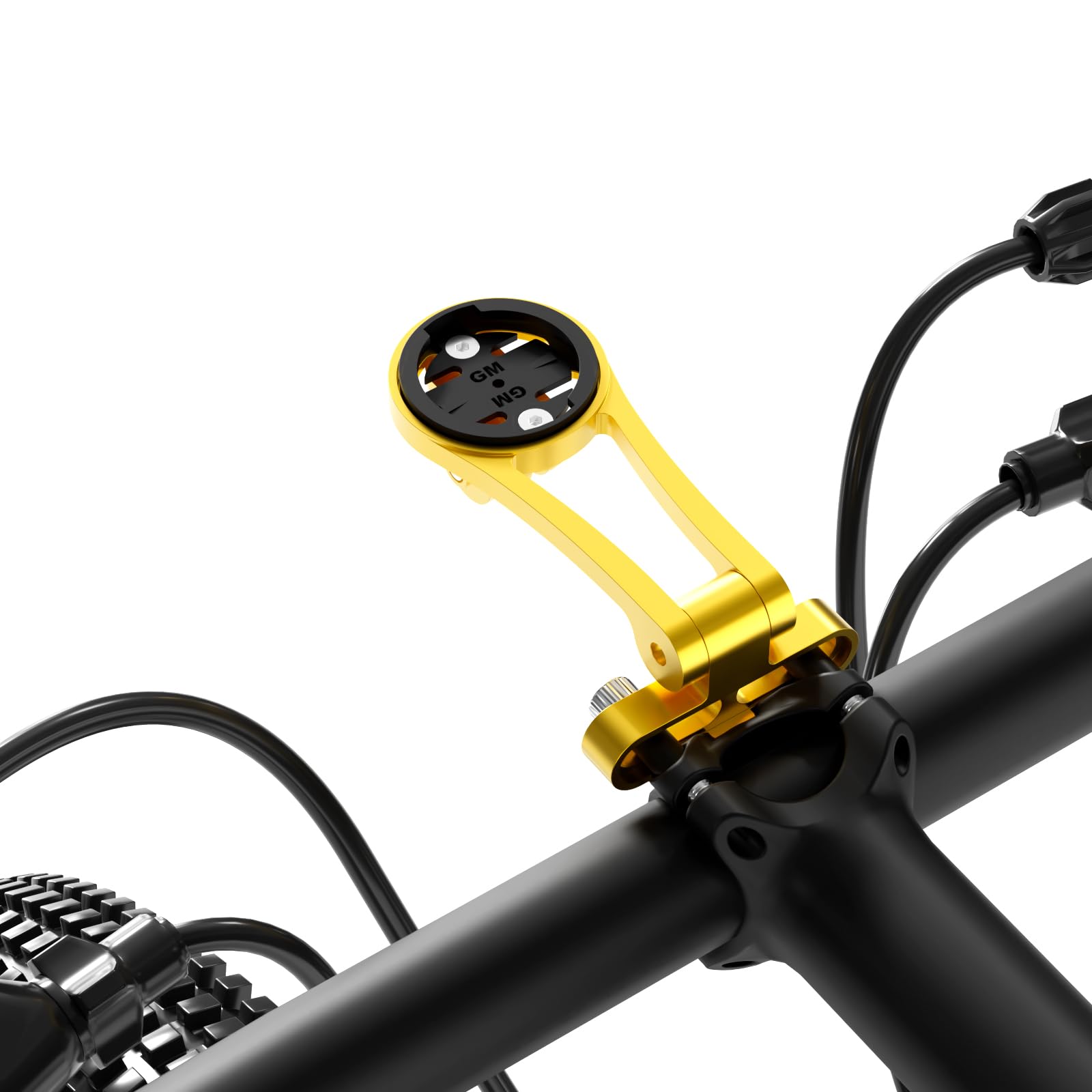 Adjustable 38mm Bike Stem Computer Mount for Garmin Edge Explore， Lightweight Aluminum GPS Out Front Mounts, Flashlight and Action Camera Install， Combo Compatible with Bryton, Wahoo, and CATEYE Gold
