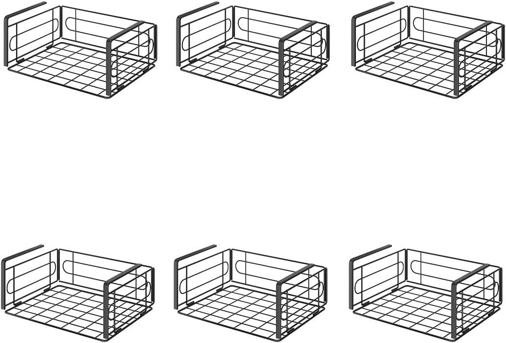 Kaitiemoo 6 Pieces Foldable Hanging Basket Hanging Under Shelf Storage Basket Under