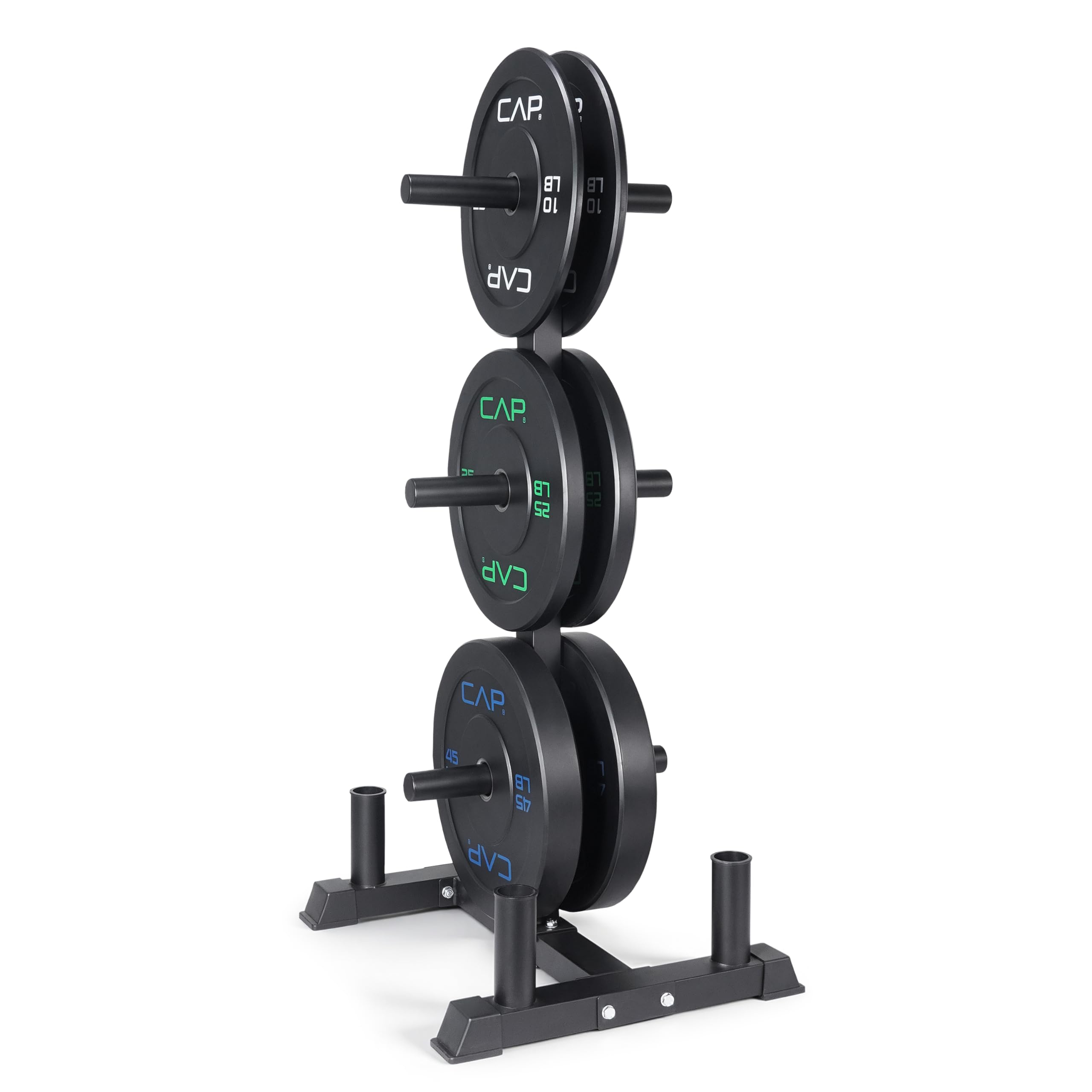 Photo 1 of **NO WEIGHTS INCLUDED**CAP Barbell 160 lb Economy Olympic Plate Set with Traditional Plate Rack & Barbell Storage | 6 Weight Posts + 4 Barbell Holders