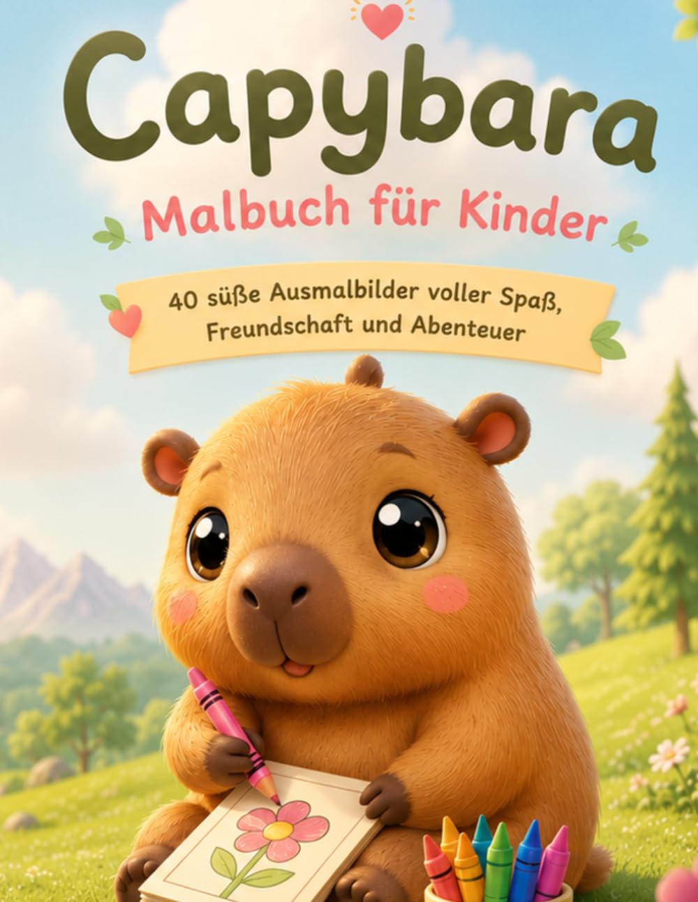Capybara Malbuch für Kinder: 40 süße Ausmalbilder voller Spaß, Freundschaft und Abenteuer