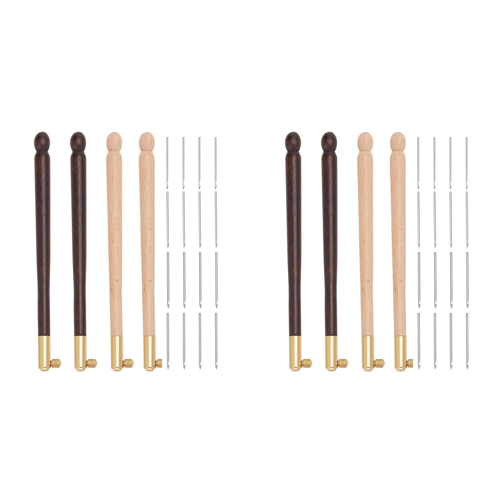 Vjsujehgy 8 Pcs Tambour Hooks Kit with 24 Needles, Embroidery Crochet Hooks Wooden Handle Sequin Beads Needle Set
