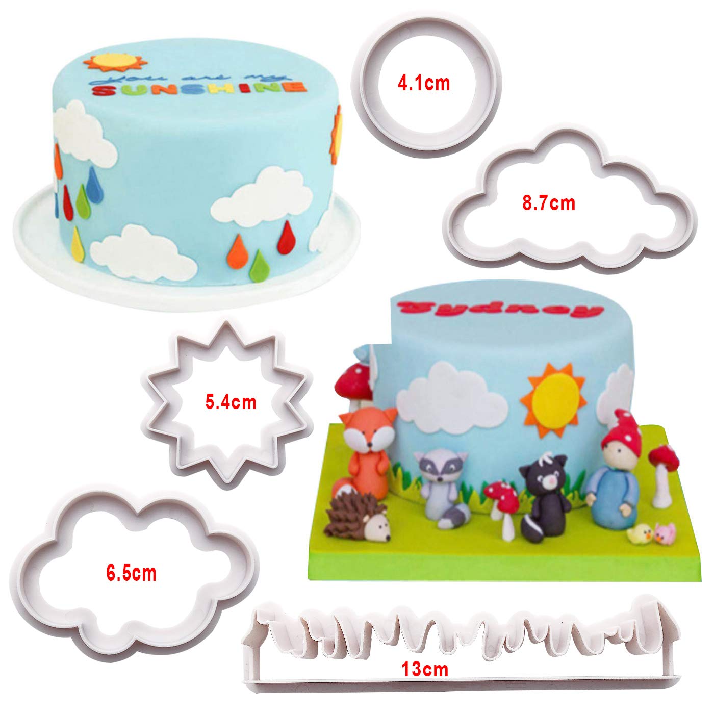 10-Piece Fondant Mold Set - Cloud, Balloon & Fence Cutters For Cake Decorating