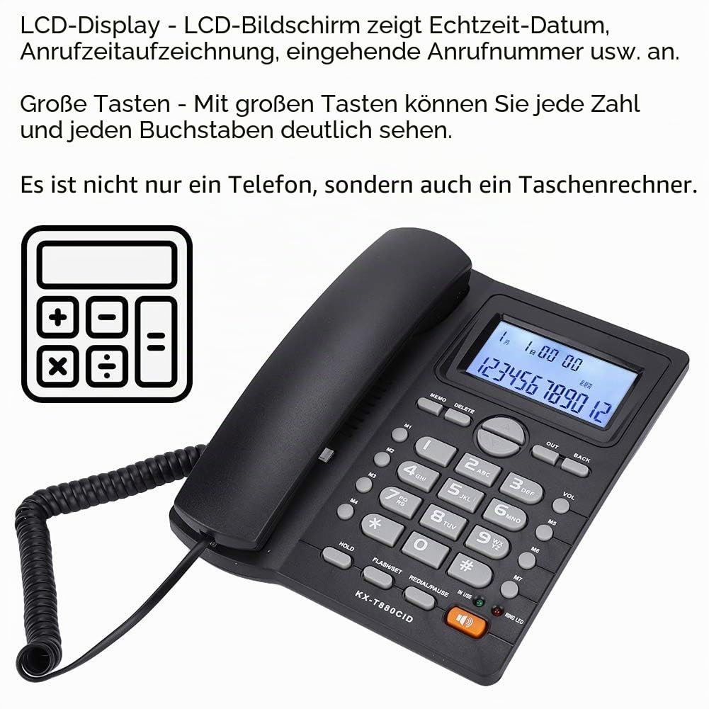 Schnurgebundenes Telefon Dual Port Erweiterungsset mit Anrufer ID Anzeige und Freisprecheinrichtung, Klarem Ton, LCD Display, Großen Tasten, Geräuschunterdrückung, Echtzeitdatum