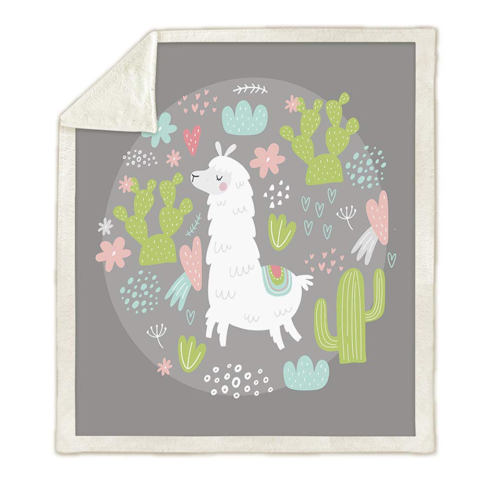 Couverture peluche douce motif alpaga unique, cadeau pour adulte et enfant
