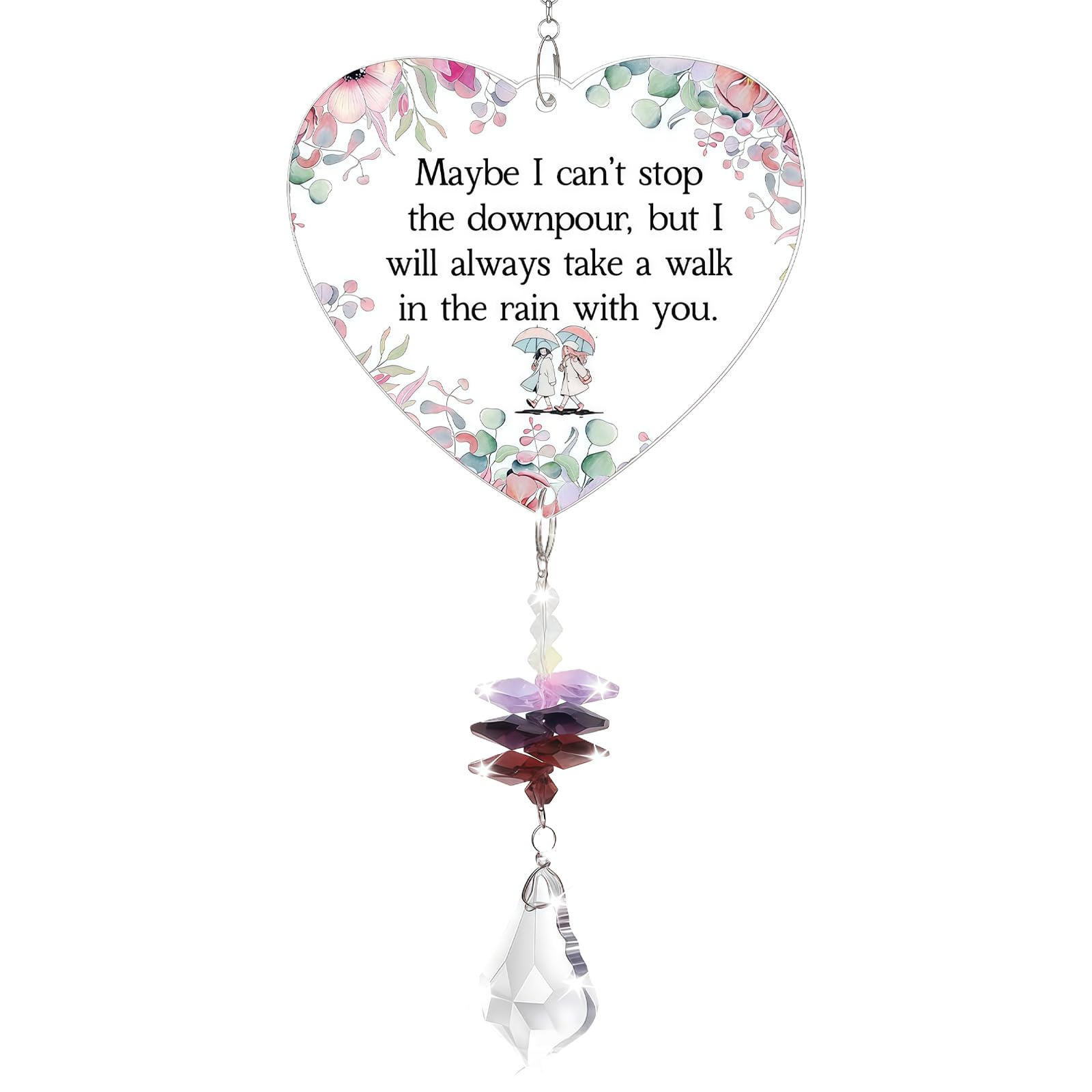 Qiansse Women's Multicolored Crystal Friendship Gift For Bestie Suncatcher With Pink Gift Bag Rafi Grass （Birthday/Anniversary/Graduation）