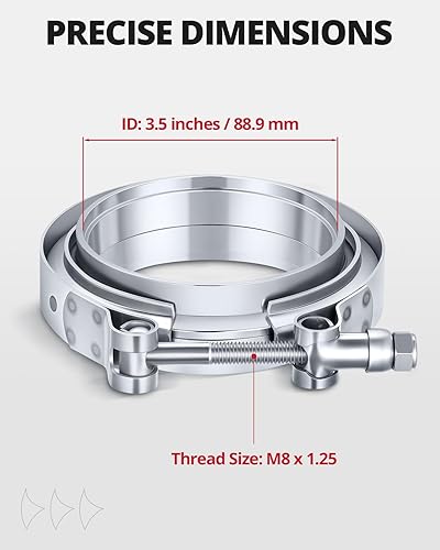 Miniatura 14 de EVIL ENERGY Abrazadera de banda de 3,0 pulgadas V con brida macho hembra de acero inoxidable