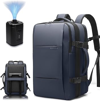 BANGE Backpack with Anti-Theft Vacuum Compression Travel Backpack,Expandable Backpacks with Pump for Airplanes