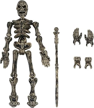 Skeleton Action Figure, Multi-Jointed Movable Skeleton Toy with Weapons, Plastic Action Figure for Collectors Desktop Decorations