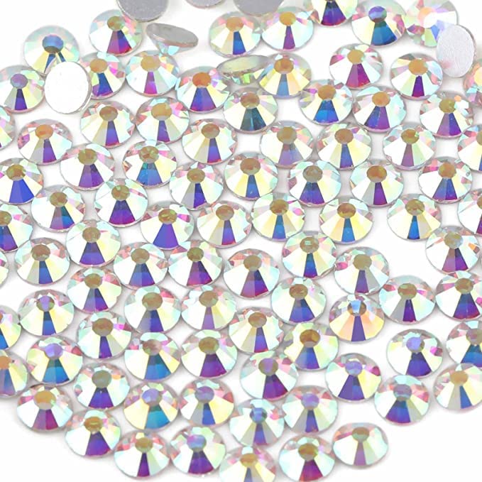 Image of Beadsland Flat Back Crystal Rhinestones, Crystal AB, SS16, 2880pcs | Flatback Glass Gems, 3.8-4.0mm, for Nail Art Craft, Glue Fix,Clear AB