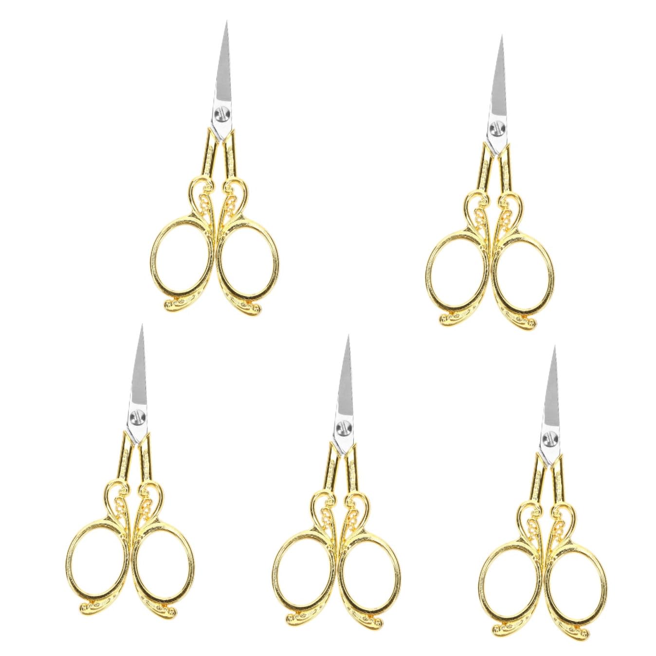 5 Pz forbici retrò piccole forbici vintage forbice da cucito vintage scissors tessuto acciaino taglio del filo da ricamo forbici da taglio domestiche Acciaio inossidabile Golden
