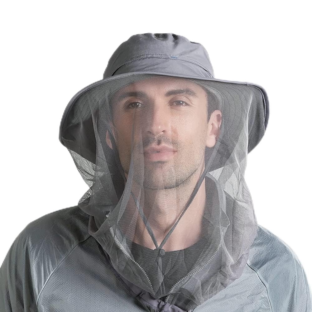 Mosquito Midge Insect Head Net Hat Beekeeping Hat Outdoor Jungle Face Cover Bucket Hat Sun Hat Mesh Face Protection Mask For Fly Mosquito Bug Bee Gnat For Fishing Hiking Camping Gardening Gather Honey