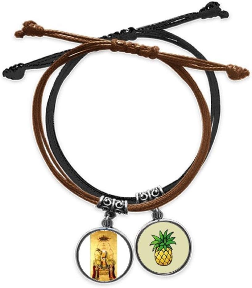 DIYthinkerDao Religion Chinese God Art Deco Gift Fashion Bracelet Rope Hand Chain Leather Pineapple Wristband