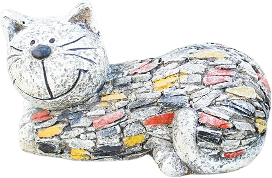 Garden Mile Resin Cat Garden Ornaments Outdoor Stone Effect Animal Garden Statue Outdoor Free Standing Statues Sculpture Figurine Living Room Decor Accessories
