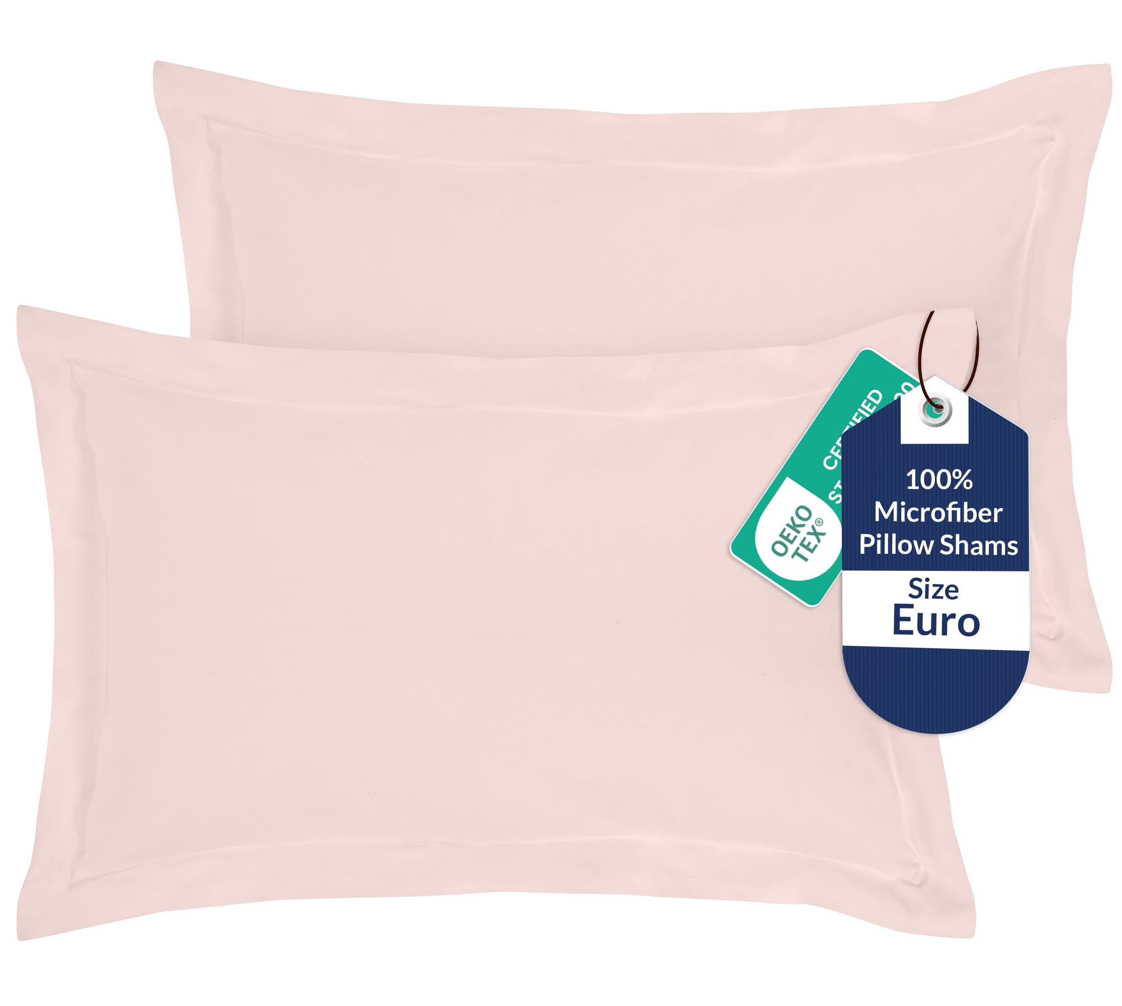 Royale Linens Boys Pink Pillow Shams 2 Pack Euro Size 26X26 Inch - Brushed 1800 Microfiber - Bed Pillow Shams Wrinkle & Fade Resistant Super Soft And Cozy - Back Overlap Closure - Oxford Pillowcase (Euro, )
