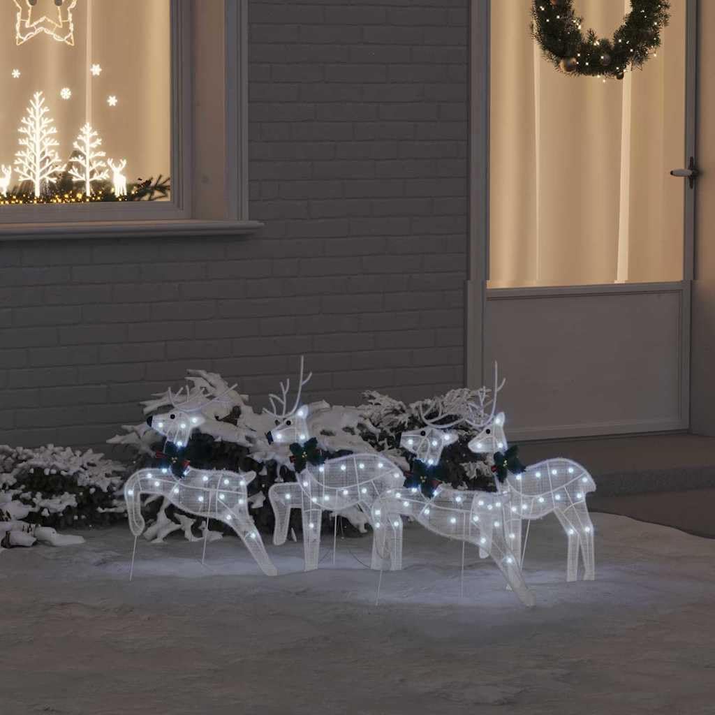 LED Rentiere 4 Stück Weiß Stoff, Art Deko Weihnachtsdeko mit USB Betrieb, 45 x 19 x 65 cm, dekorative Lichterketten für Wohnzimmer, Familie, Winter und geschützten Außenbereich