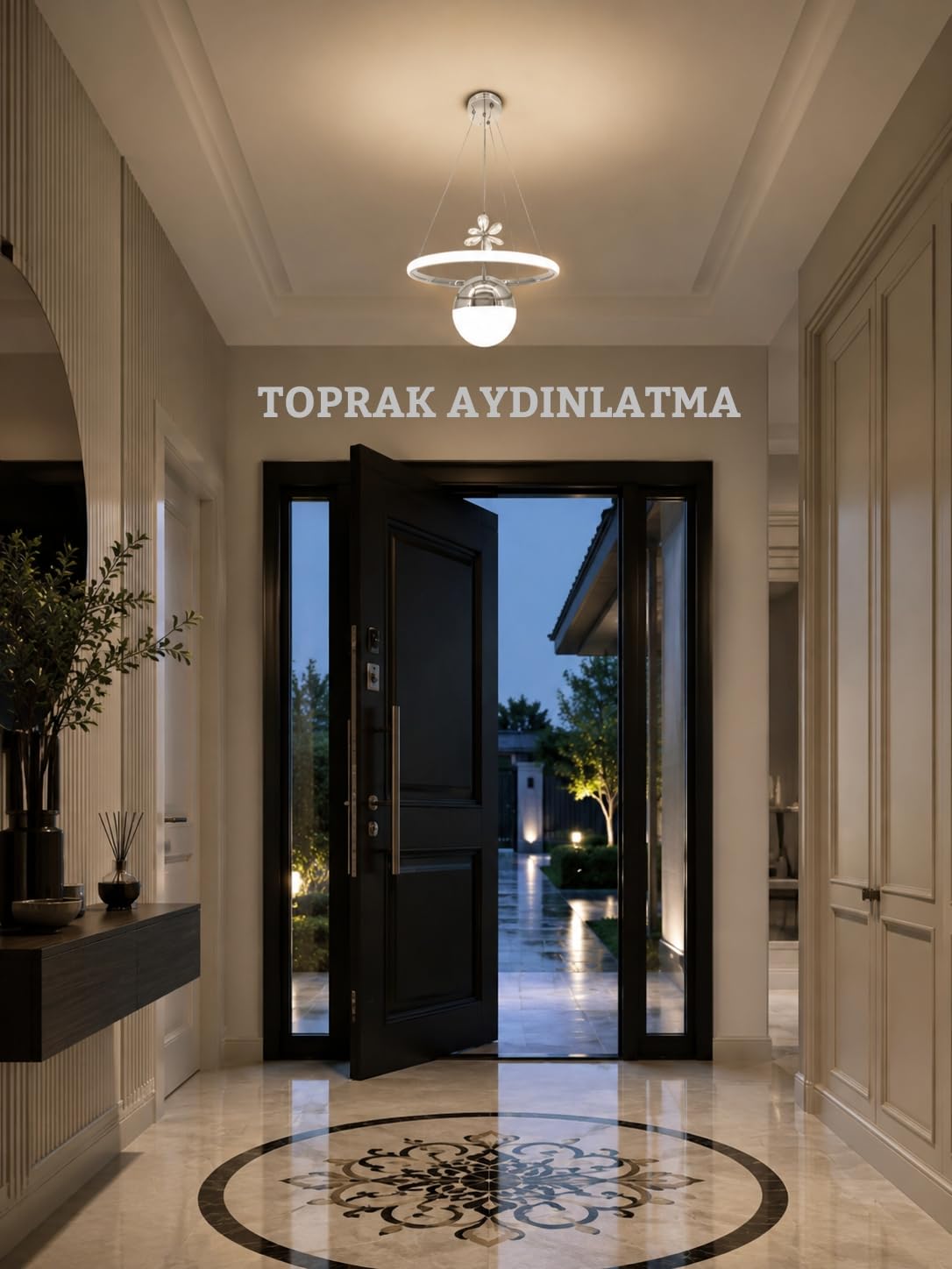 Toprak Aydınlatma Ekvator LED Avize Krom Kaplama | 3 Renk Işık…