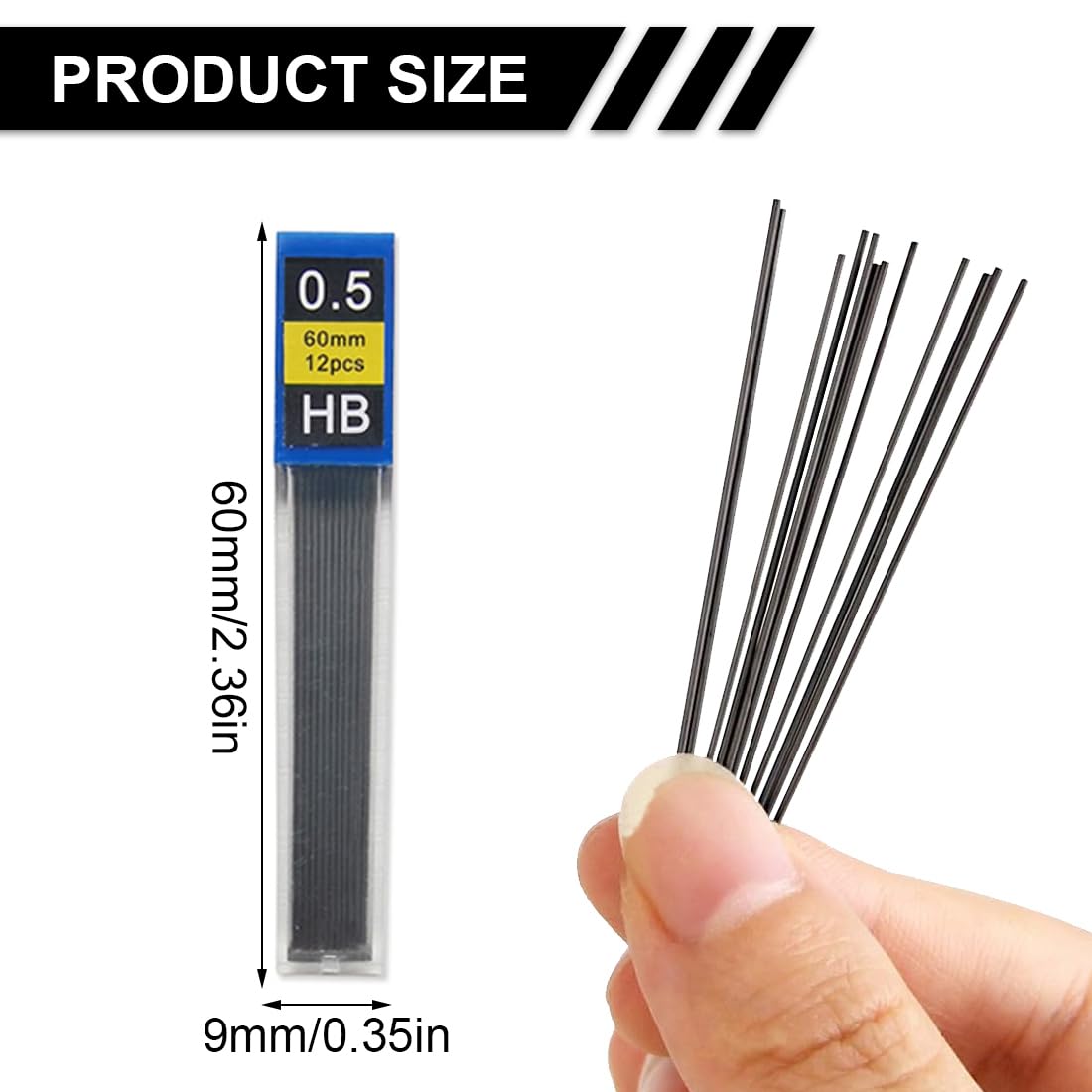 Mine HB 0.5 mm Infrangibili per Portamine, 120 Pezzi, Nero e Bianco