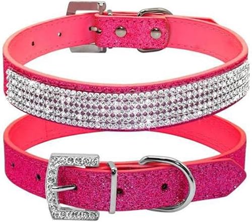 haoyueer - Collar de piel brillante con diamantes de imitación para perro cachorro o perro s