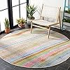 Safavieh summer collection 67 round ivory green smr496a boho indoor outdoor non shedding easy cleaning patio backyard porch deck mudroom area rug  urban country home decor